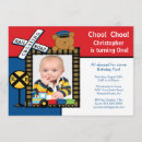 Search for train 3rd birthday invitations Blue