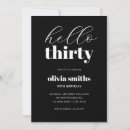 Search for hello 30 birthday invitations Black and white