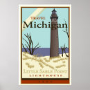 Search for vintage michigan travel posters Lighthouse