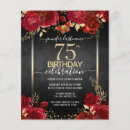 Search for red gold 75th birthday invitations Floral