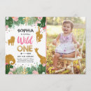 Search for pink gold safari birthday invitations Wild one
