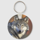 Recherche de loup sauvage porteclés Gris