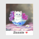 Recherche de chats roses autocollants Chaton blanc