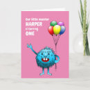 Search for little monster 1st birthday invitations Pink