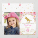 Search for girl dinosaur invitations Pink and gold
