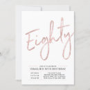 Search for rose gold 80th birthday invitations Typography