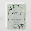 Search for rounded emerald green and gold wedding invitations Botanical