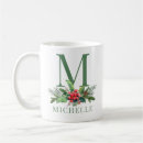 Search for christmas monogram mugs Greenery