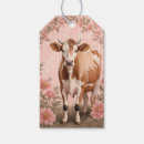 Recherche de vache étiquettes cadeau Rose