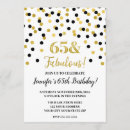 Search for 65 and fabulous invitations Gold glitter