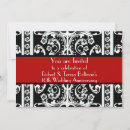 Search for black white red damask wedding invitations Party