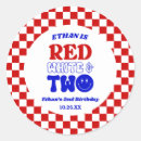 Search for red white and blue stickers Boy