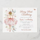 Recherche de fairy 1ans anniversaire invitations Rose