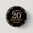Search for 20 years buttons Black and gold