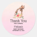 Search for cute pink giraffe baby shower stickers Watercolor