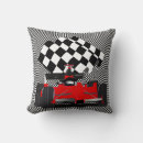 Search for red car pillows Chequered flag