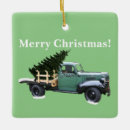 Search for green truck ornaments Christmas tree