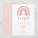 Search for boho baby girl shower invitations Pink and gold