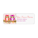 Search for pink bird return address labels Owls