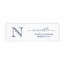 Search for elegant monogram return address labels Navy blue