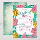Search for pink flamingo birthday invitations Palm leaves