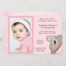 Search for koala bear birthday invitations Pink
