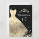 Search for black gold quinceanera invitations Tiara