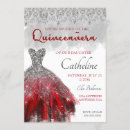 Search for red silver quinceanera invitations Glitter