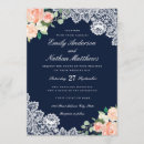 Search for peach and navy wedding invitations Floral