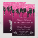 Search for hot pink sweet 16 invitations Black