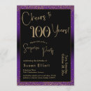 Search for cheers to 100 years invitations Gold glitter