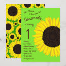 Search for sunflower 1st birthday invitations Modern
