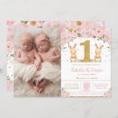 Search for horizontal twins 1st birthday invitations Twin girls birthday