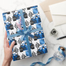 Recherche de voiture de course papier cadeau Bleu