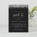 Search for silver glitter sweet 16 invitations Script