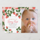 Search for strawberry 1st birthday invitations Pink