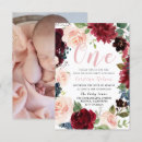 Search for burgundy 1st birthday invitations Floral