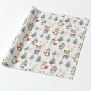 Search for winter forest animal wrapping paper Blue