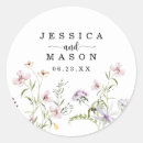 Search for wild flowers round stickers bridal shower
