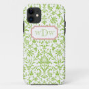 Recherche de monogramme vert de damassé iphone coques Moderne