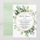 Search for green and white bridal shower invitations Watercolor