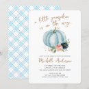 Search for little pumpkin on the way invitations Blue