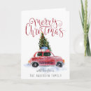 Search for vintage car christmas cards Red