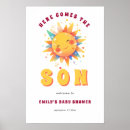 Search for here comes the son baby shower party signs Retro