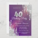 Search for purple 40th birthday invitations Violet