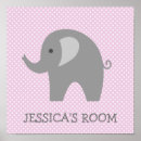 Search for pink and gray elephant nursery art Polka dots