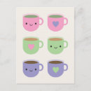 Recherche de café kawaii cartes postales Thé