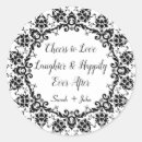 Search for black and white damask wedding stickers Bride and groom