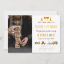 Search for construction vehicle birthday invitations Simple modern minimalist
