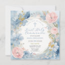 Recherche de sainte carrées petite communion invitations Bleu poussiéreux